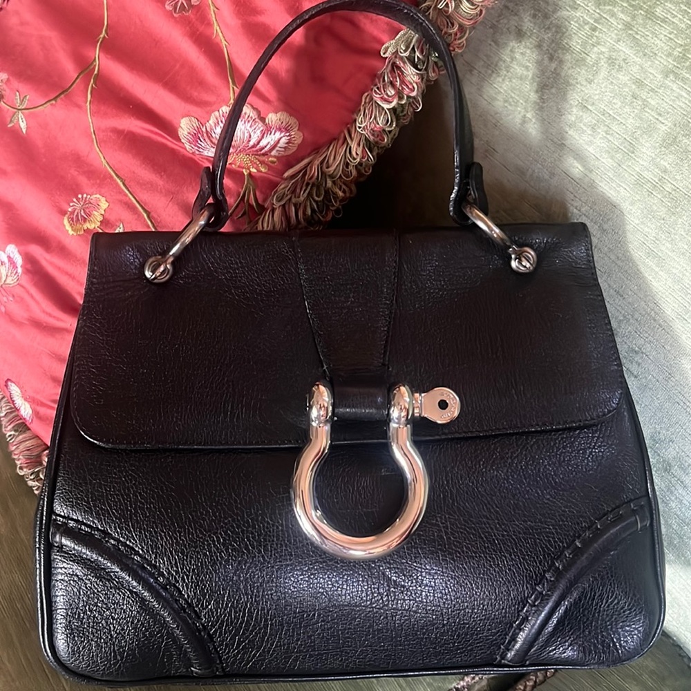 Burberry black leather
